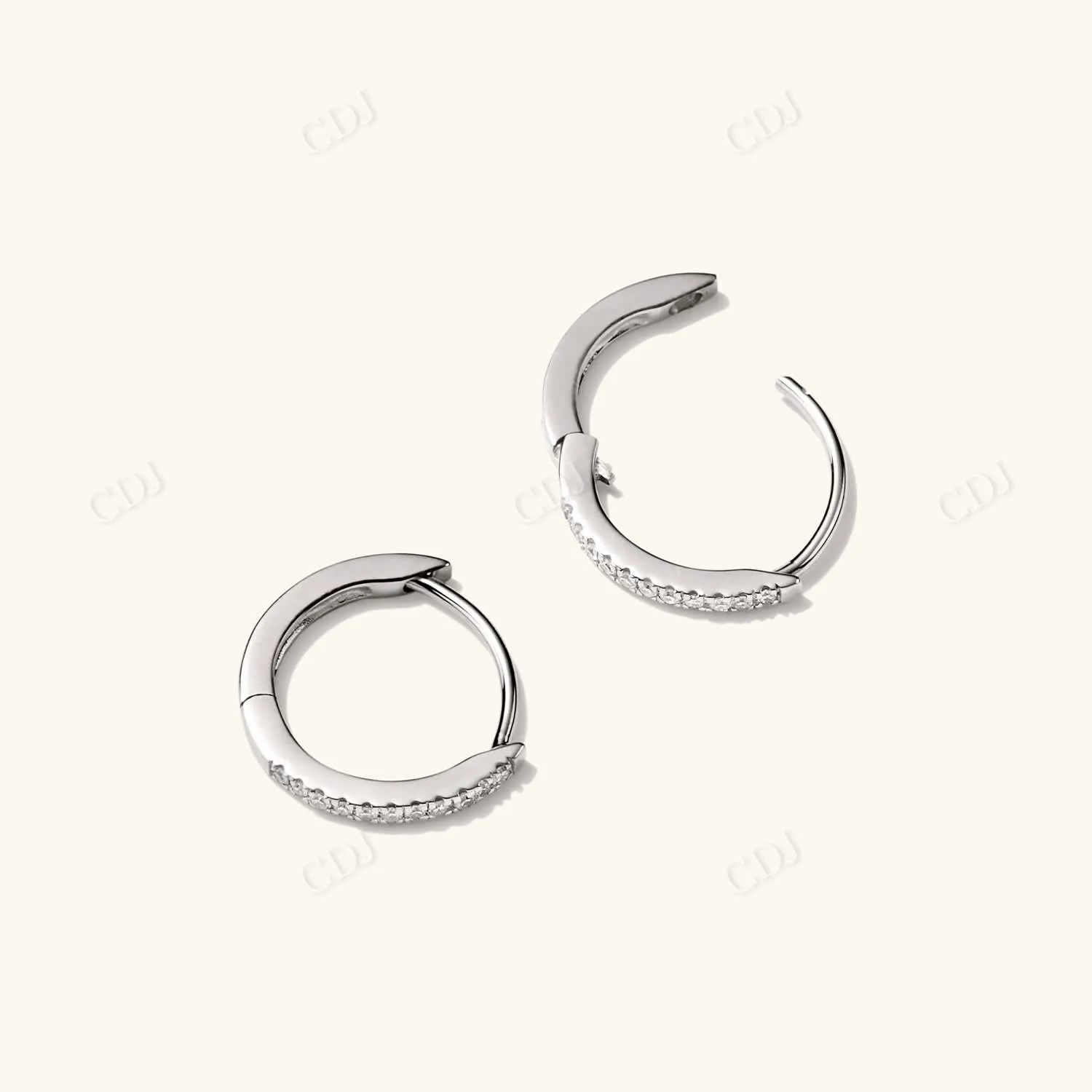 0.063CT Lab Grown Pave Diamond Hoop Earrings