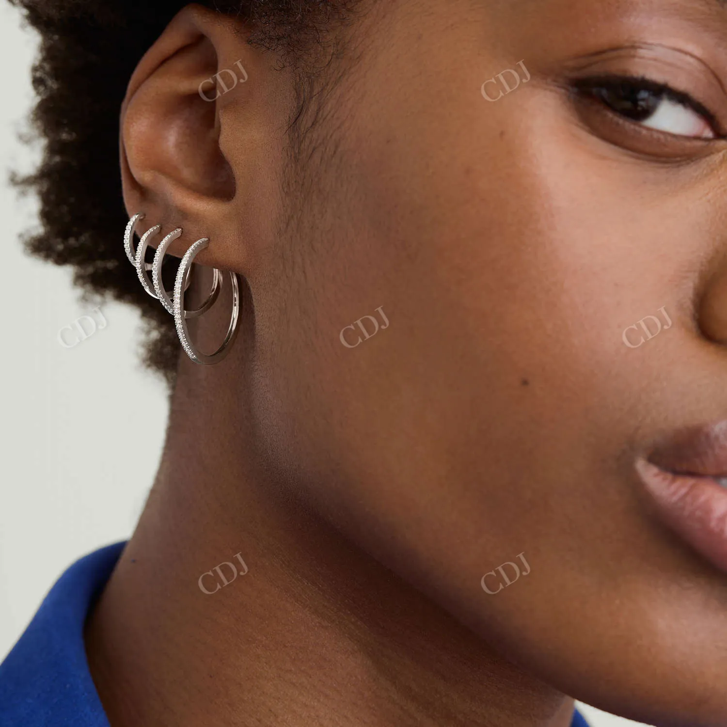 0.063CT Lab Grown Pave Diamond Hoop Earrings