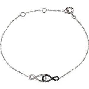 1-5 CTW Black & White Diamond Infinity-Inspired 5.75 - 6.75" Bracelet