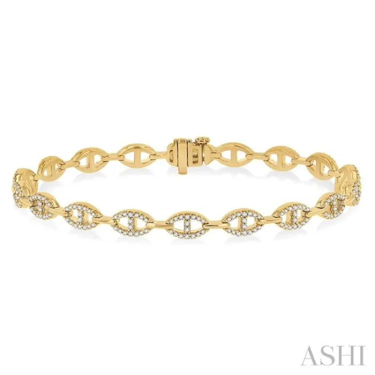 1 Ctw Divided Open Link Round Cut Diamond Bracelet in 14K Yellow Gold