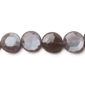 10-13mm Chocolate Moonstone faceted coin beads 8 inch 16 pieces