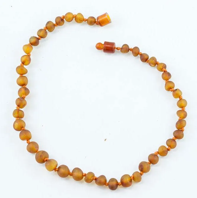 100% Certified Baltic Amber Baby Necklace Matte Cognac