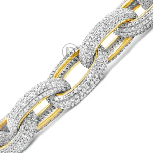 10K Solid Yellow Gold 5.12CT tw Round Cut Diamond 10.7mm Bracelet