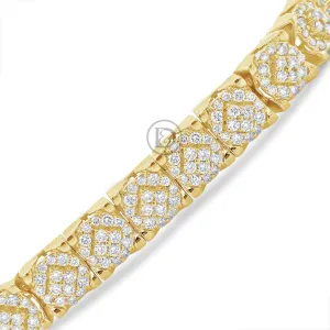 10K Solid Yellow Gold 8.05CT tw Round Cut Custom Diamond Bracelet