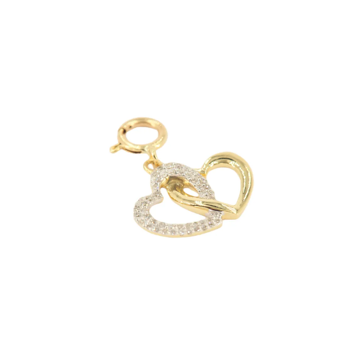 10k Yellow Gold and Diamond 'Interlocking Heart' Charm - 10026