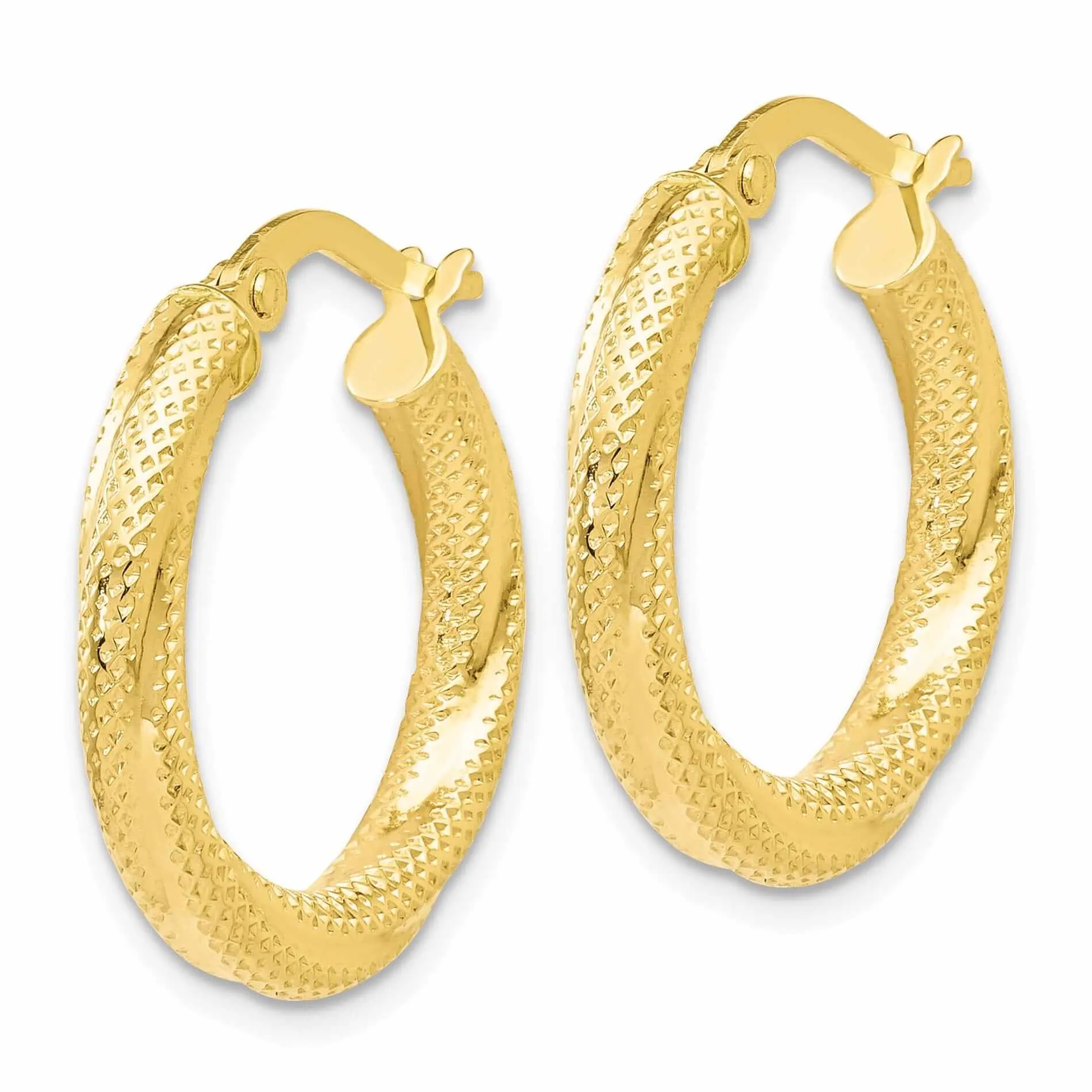 10kt Yellow Gold Textured Hinged Hoop Earrings