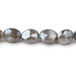 10x8-12x9mm Mystic Dark Platinum Grey Moonstone faceted ovals 14 inch 30 beads