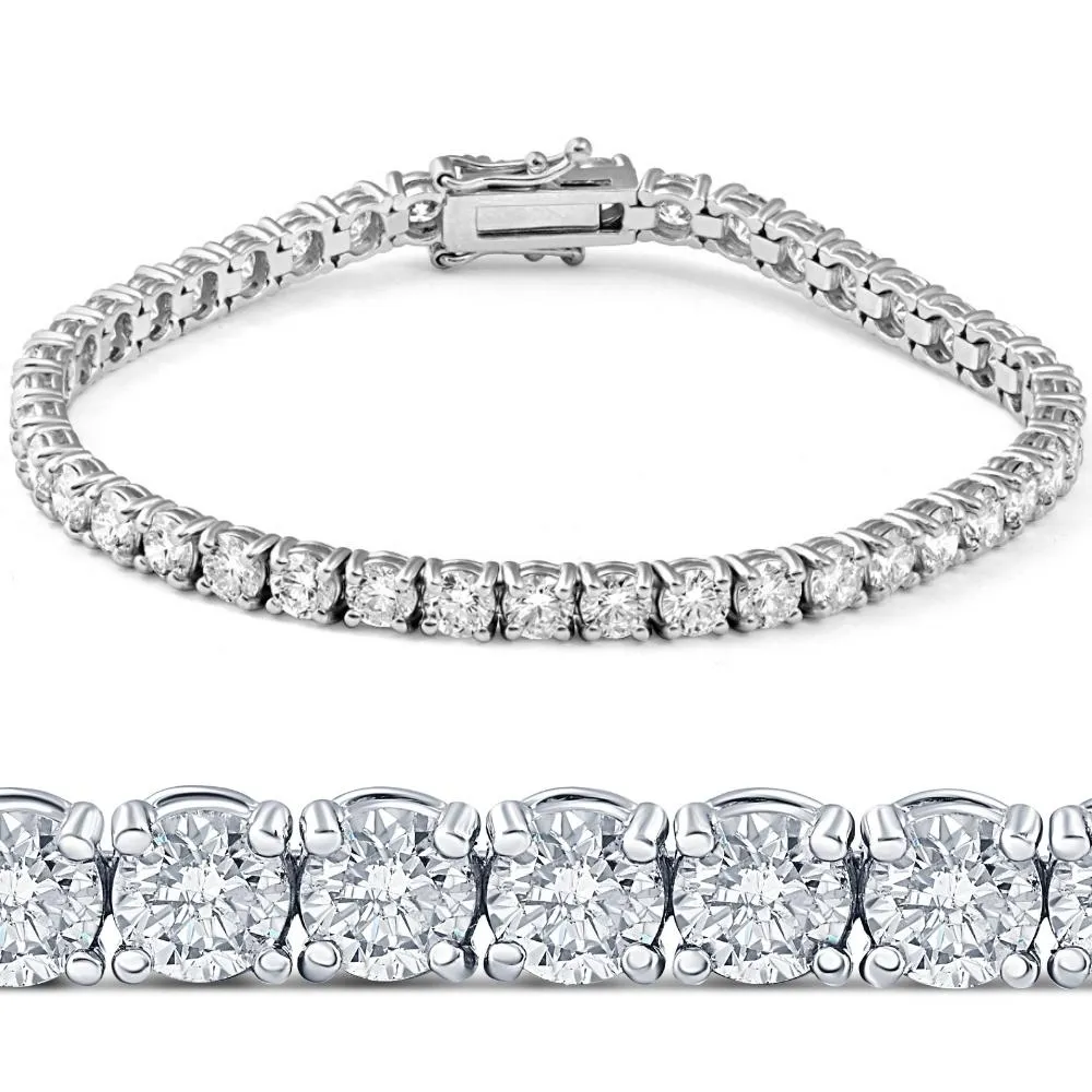 11Ct TW Round-Cut Real Diamond Women's Tennis Bracelet 14K White Gold