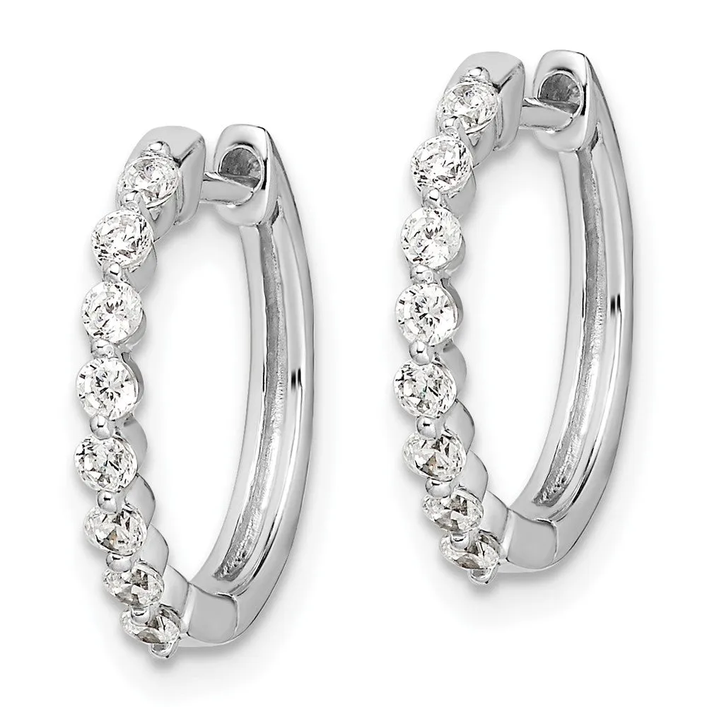 1/3 CTW Diamond Hoop Earrings in 14KT White Gold