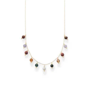 14 Karat Gold Plated Multi Stone Charm Necklace