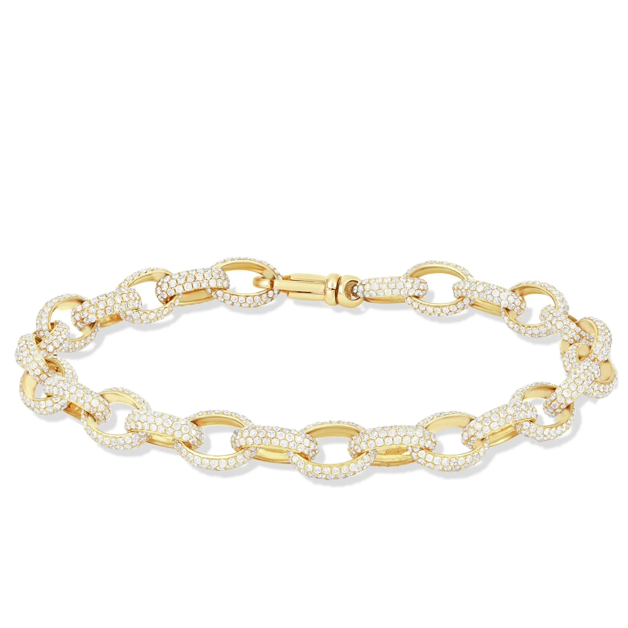 14K Gold 5.50ct Oval Link Diamond Bracelet