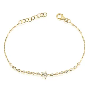 14k Gold & Diamond Star Bracelet - 0.14ct