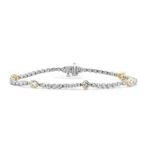 14K Gold & Fancy-Shape Diamond Two-Tone Bracelet - 2.89ct