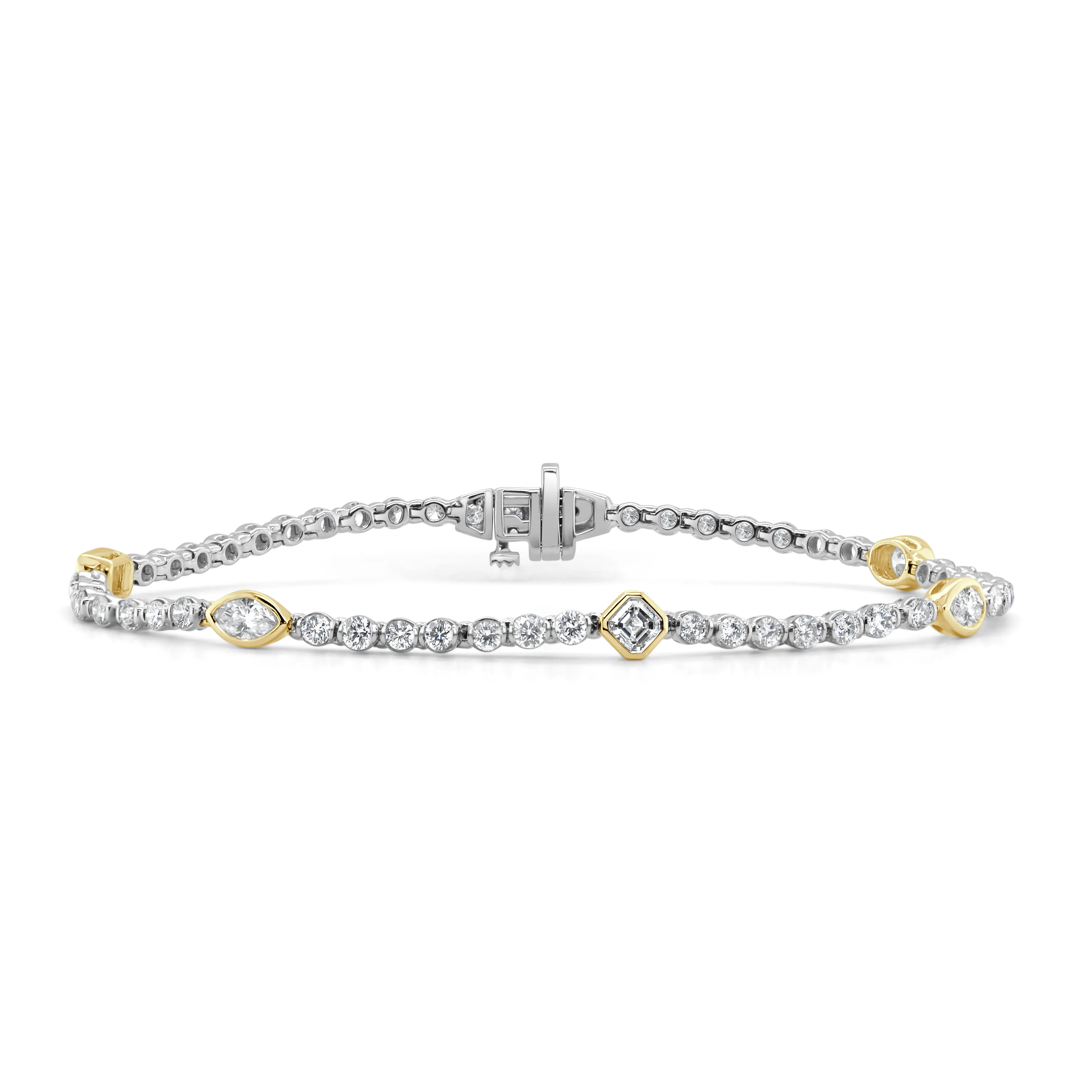 14K Gold & Fancy-Shape Diamond Two-Tone Bracelet - 2.89ct