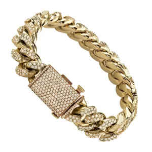 14k Gold Two Tone Diamond Miami Cuban Bracelet 11 Ctw