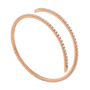 14K Rose Gold Diamond Wrap Around Flexible Bangle