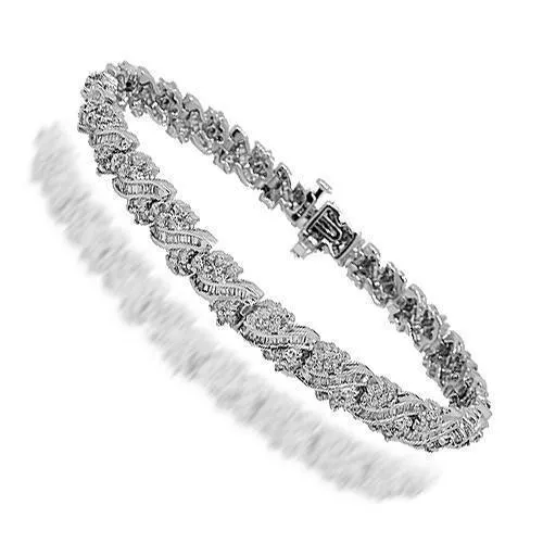 14K Solid White Gold Womens Diamond Bracelet 5.00 Ctw