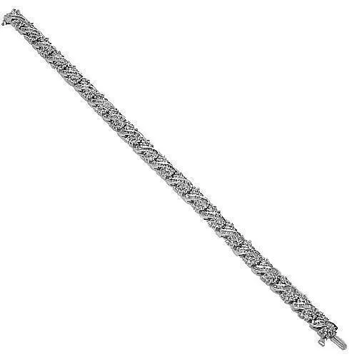 14K Solid White Gold Womens Diamond Bracelet 5.00 Ctw