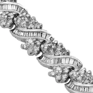 14K Solid White Gold Womens Diamond Bracelet 5.00 Ctw