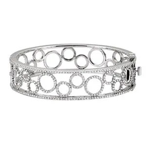 14K White 6 7/8 CTW Diamond Bangle Bracelet