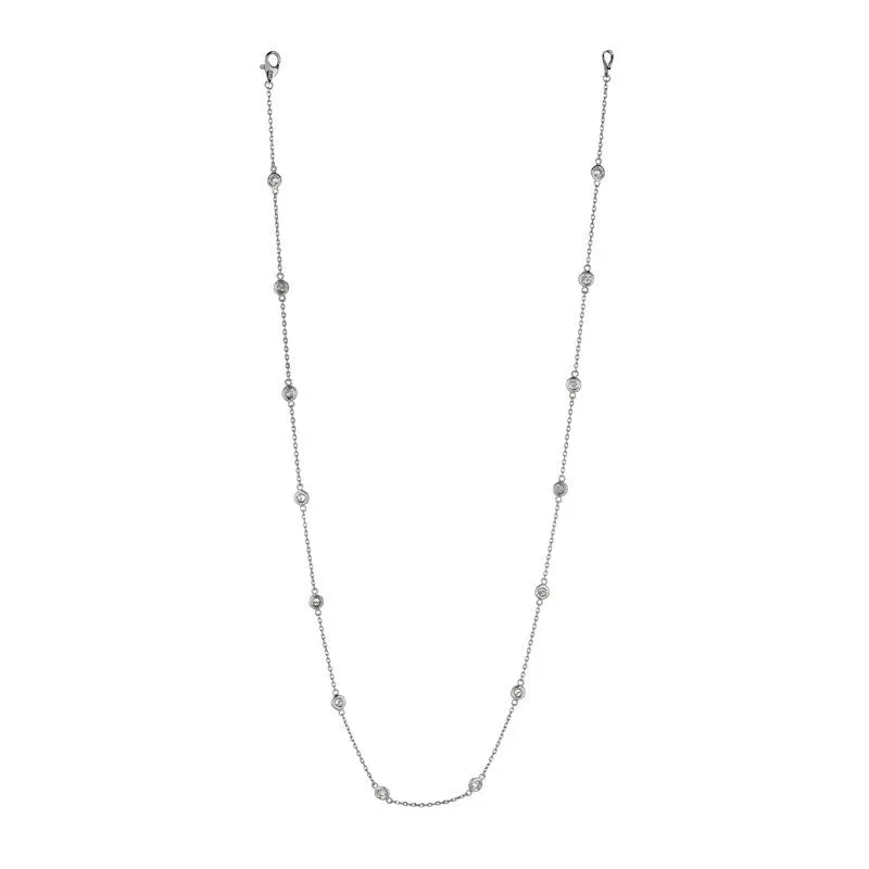 14K White Gold Diamond Chain Necklace N4964W7-18