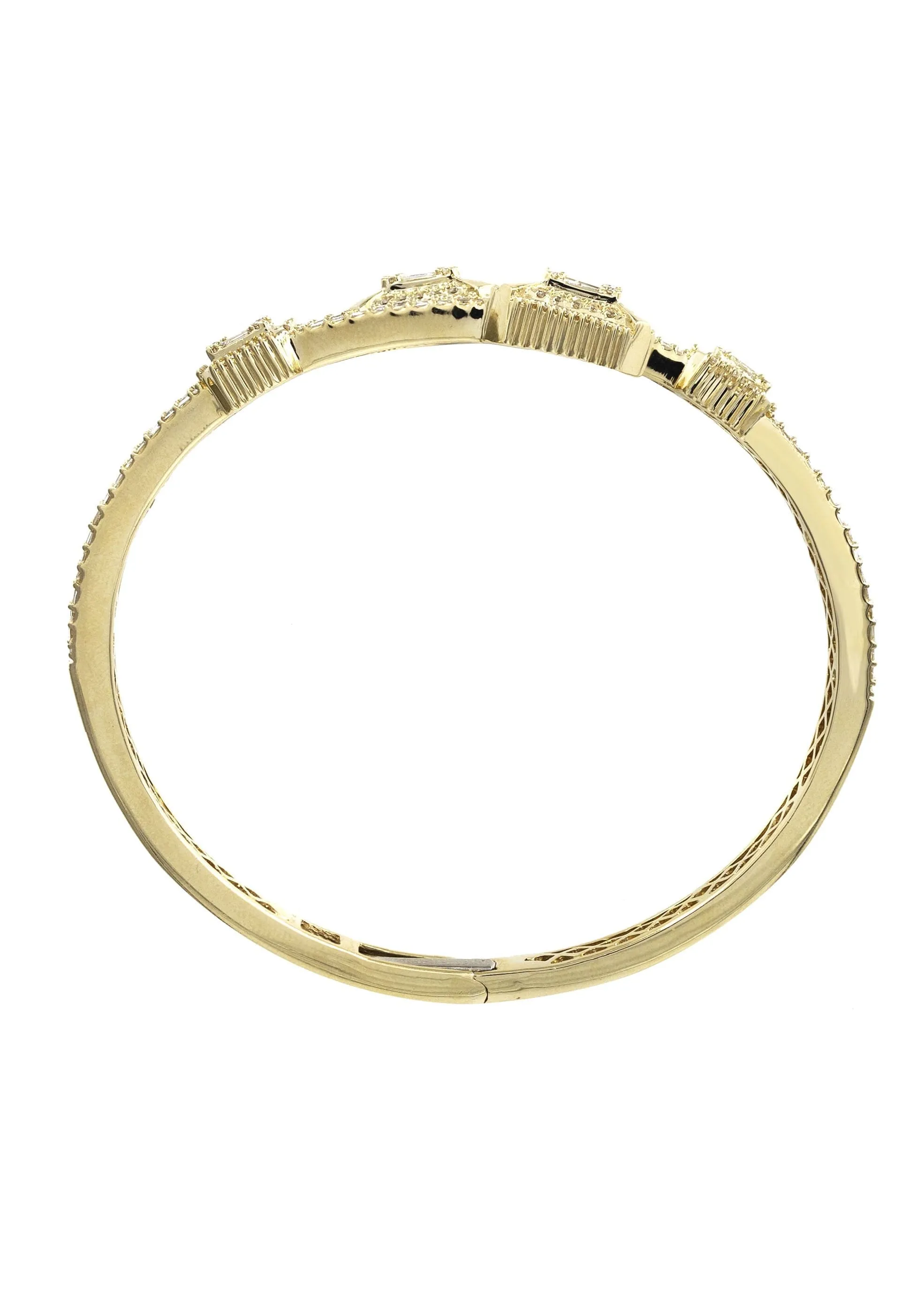 14K Yellow Gold Diamond Baguette Bangle Bracelet | 29 Grams | 3.29 Carats