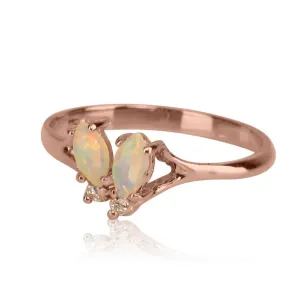 14kt Rose Gold Opal and Diamond ring