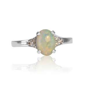 14kt White Gold Opal and Diamond ring