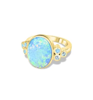 14kt Yellow Gold Black Opal and Diamond ring