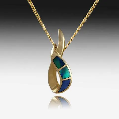 14KT YELLOW GOLD OPAL INLAY PENDANT