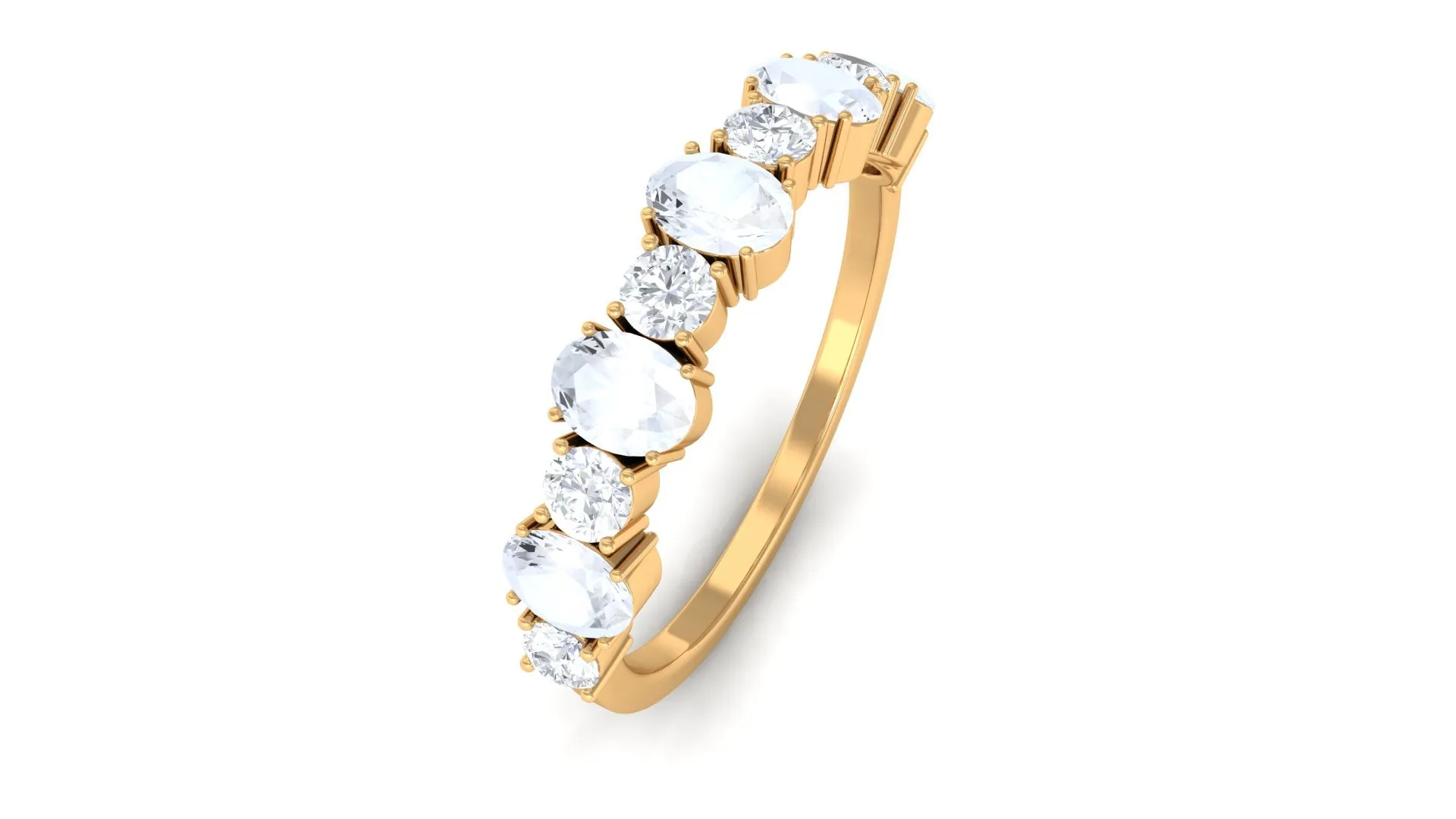 1.5 CT Alternate Moonstone and Diamond Semi Eternity Ring