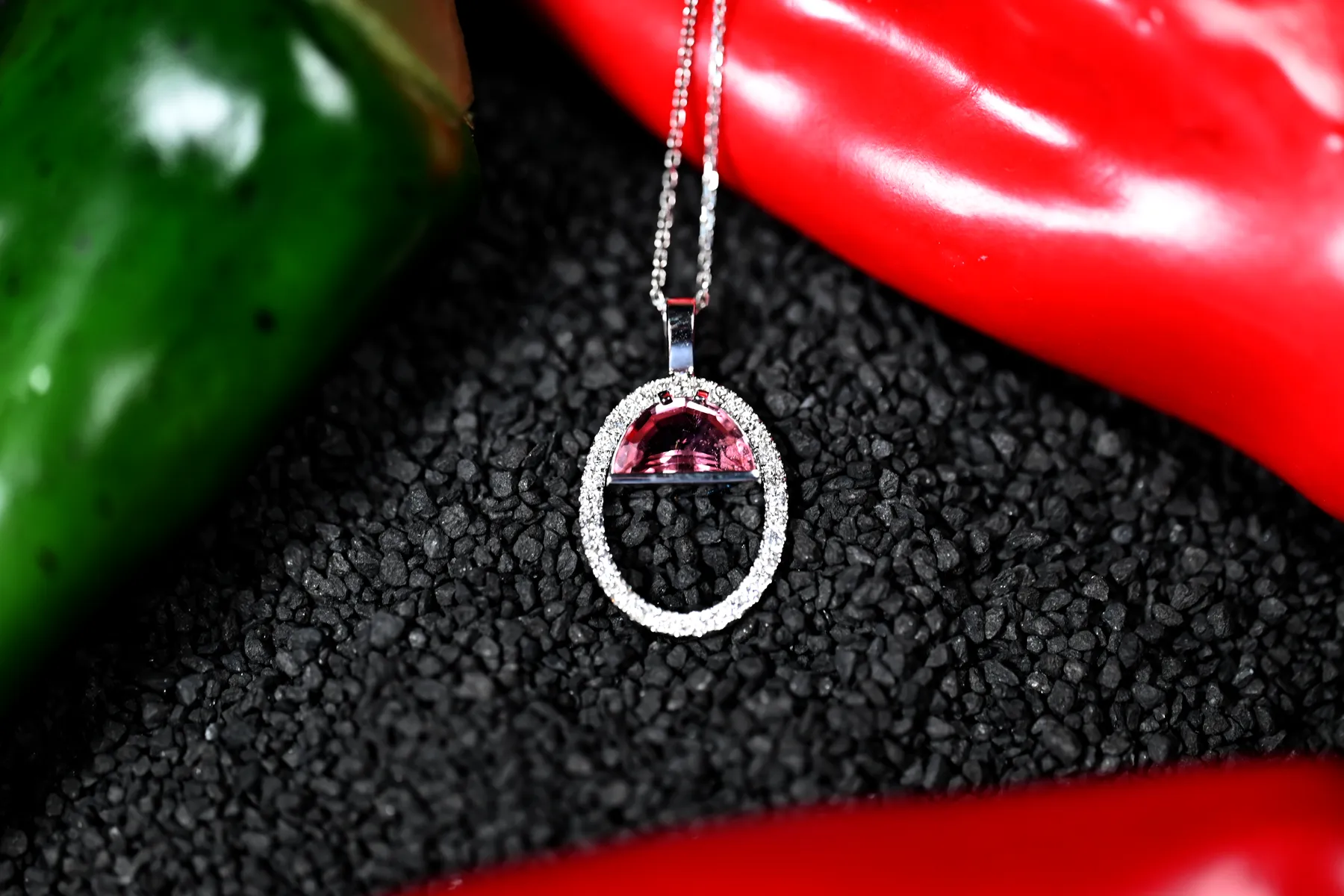 1.59CT TOURMALINE AND DIAMOND CUSTOM PENDANT