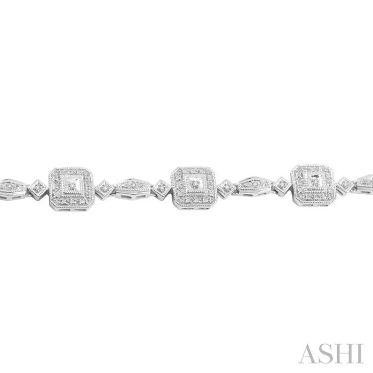 1/6 Ctw Square Shape Single Cut Diamond Bracelet in Sterling Silver