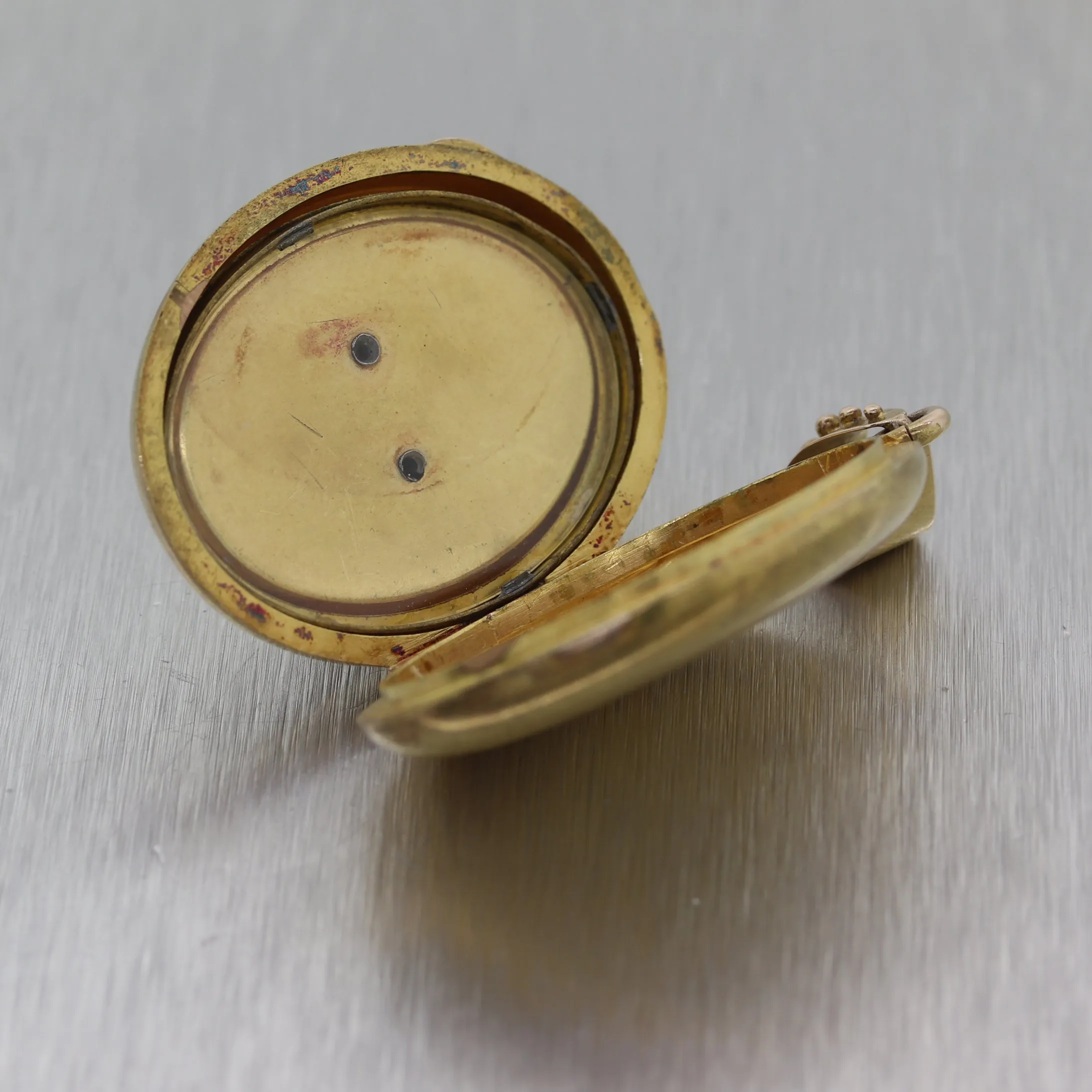 1860's Antique Victorian 14k Yellow Gold Seed Pearl Locket