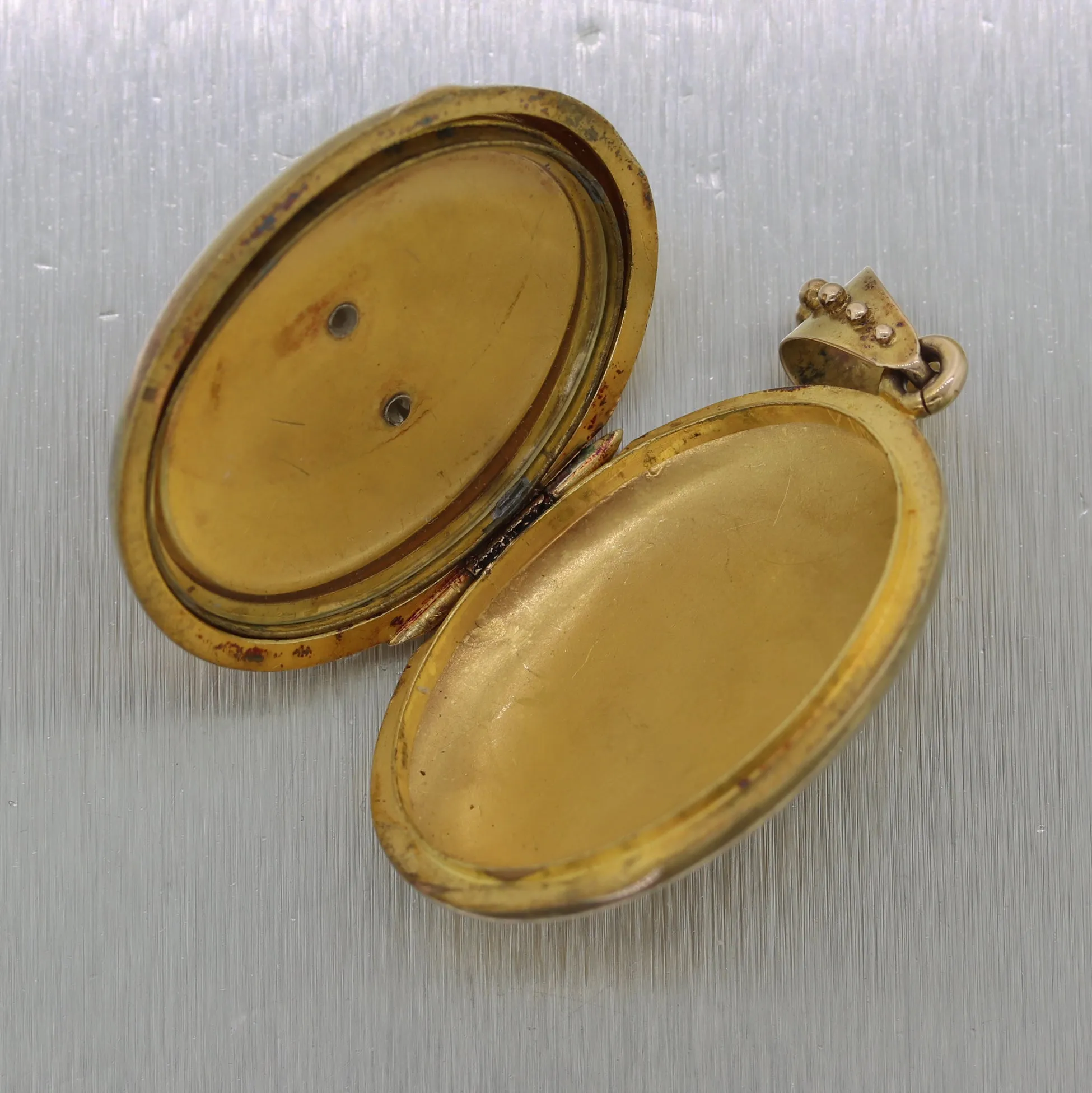 1860's Antique Victorian 14k Yellow Gold Seed Pearl Locket