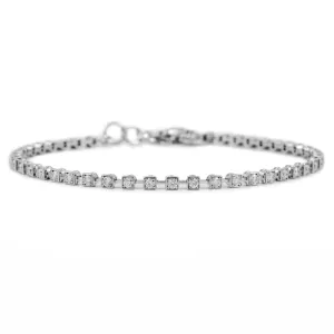 18ct White Gold 1.00ct Diamond Bar Square Set Bracelet