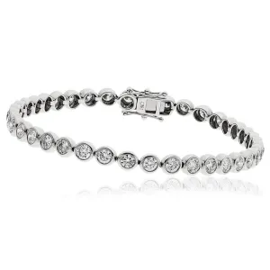 18ct White Gold 8.00ct Diamond Tennis Bracelet Rubover Set Women's 7.5" GIFT Box