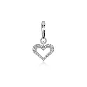 18k Gold Hollow Heart Shape Diamond Charms