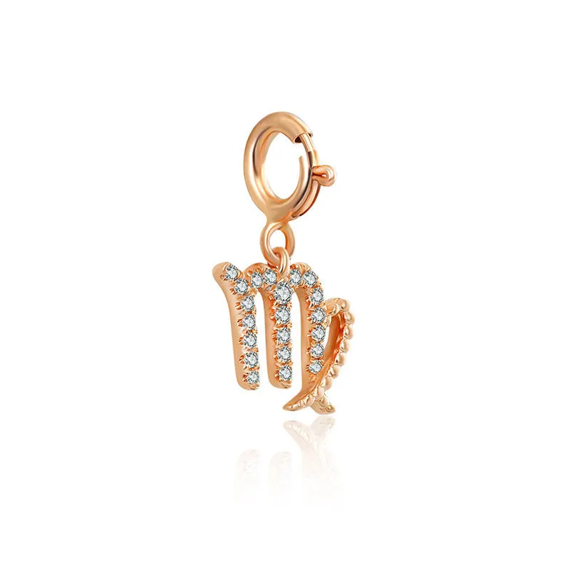 18k Gold Virgo Zodiac Sign Diamond Charms