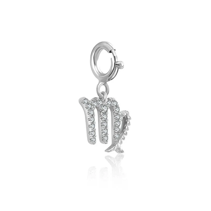 18k Gold Virgo Zodiac Sign Diamond Charms