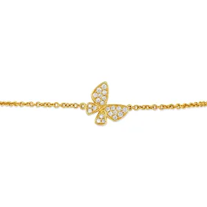 18K Yellow Gold Diamond Butterfly Adjustable Bracelet