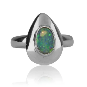 18kt White Gold Black Opal ring