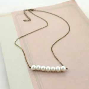 20 - 22” Pearl Bead Bar Necklace