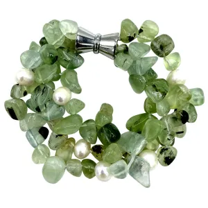 224-05 | PREHNITE & PEARL TRIPLE STRAND BRACELET