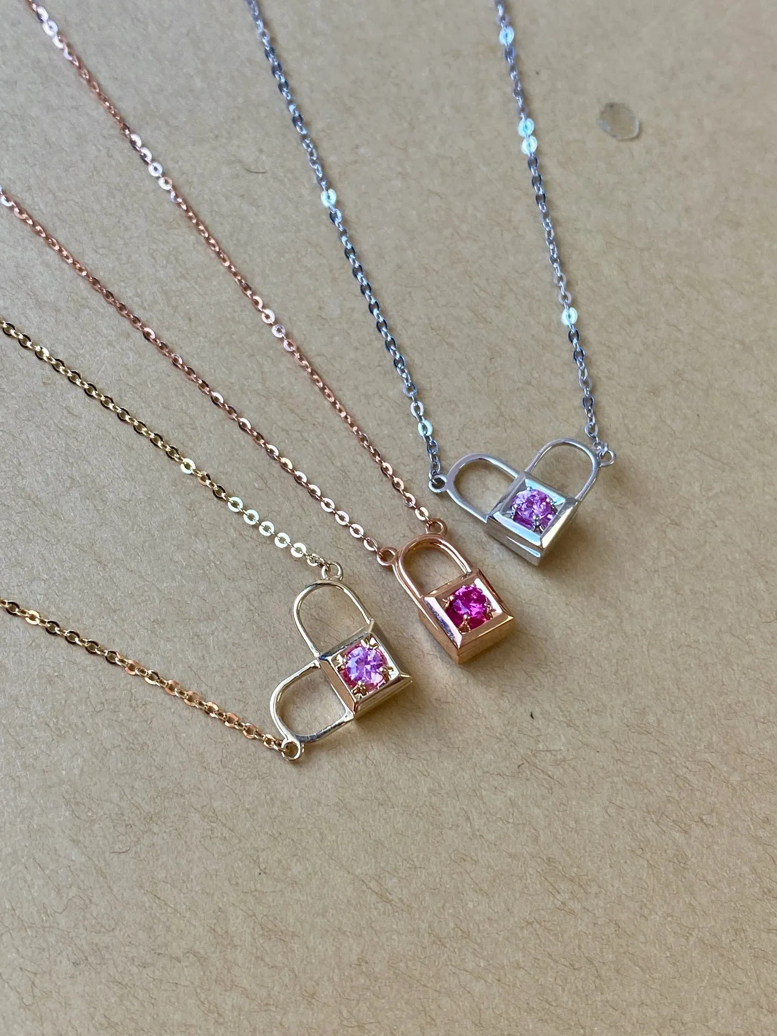 4 in 1 Heart Lock Gemstone and Diamond Necklace