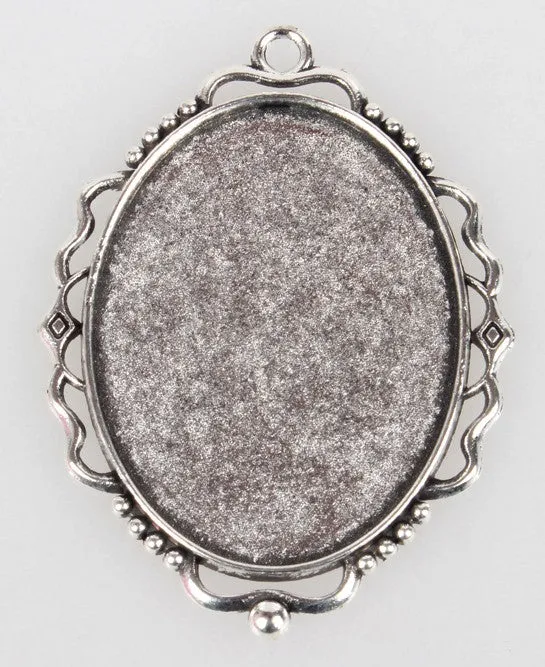 40x30mm Antique Silver Pendant Cabochon Cameo Frame Setting S4006