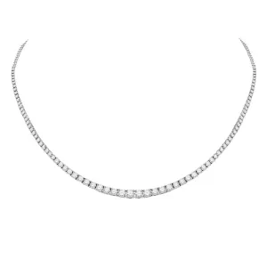 4CTW Round Diamond Studded Tennis Ladies Necklace - 14K White Gold