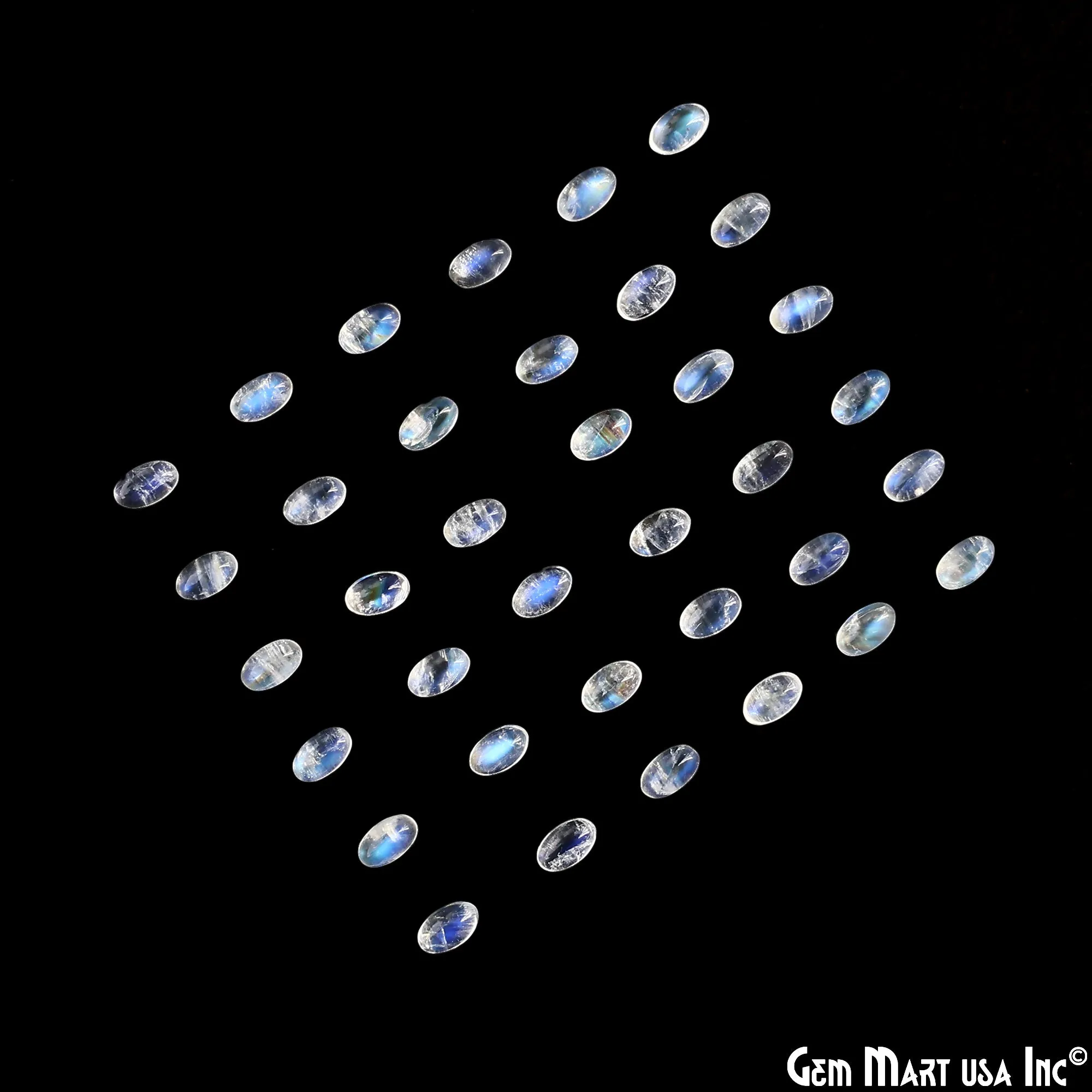 5Ct Rainbow Moonstone Oval Cabochon AAA  Quality Blue Flash Tiny Gems 3x5mm