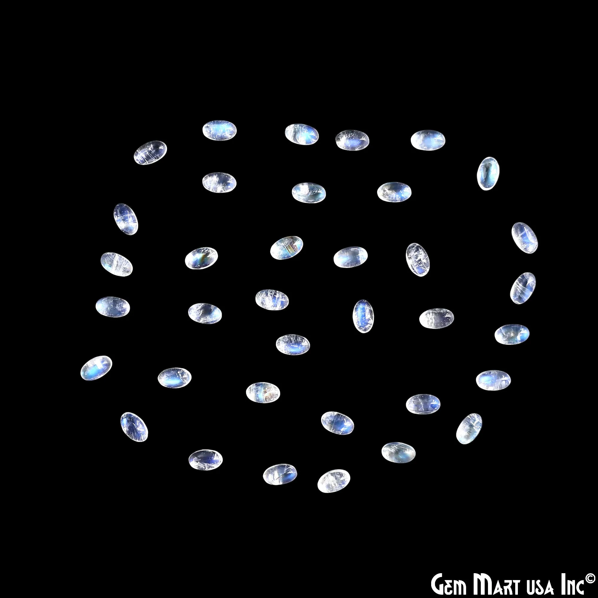 5Ct Rainbow Moonstone Oval Cabochon AAA  Quality Blue Flash Tiny Gems 3x5mm