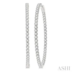 7 Ctw Inside-Out Round Cut Diamond 2-Inch Hoop Earrings in 14K White Gold